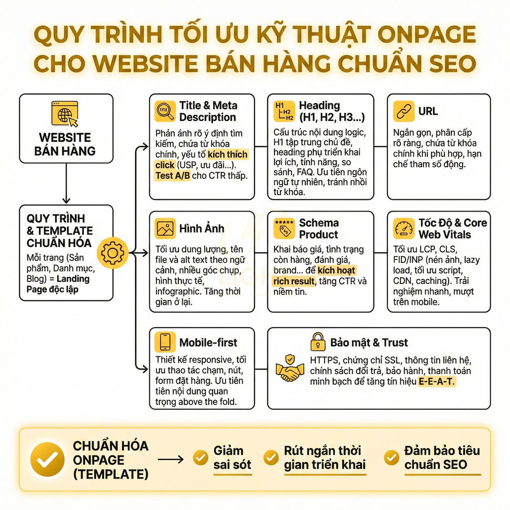 Quy trình tối ưu kỹ thuật onpage chuẩn SEO cho website bán hàng với các bước và tiêu chí chi tiết