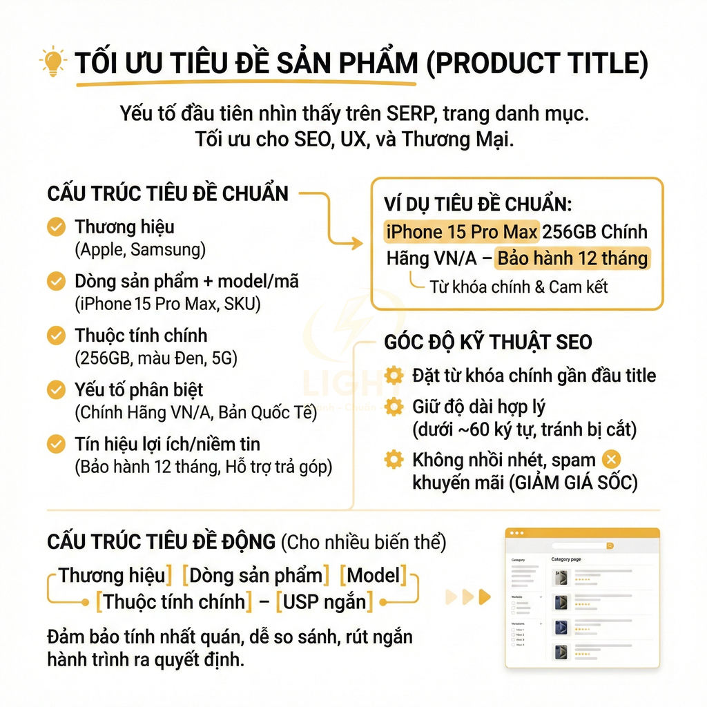 Hướng dẫn tối ưu tiêu đề sản phẩm iPhone 15 Pro Max 256GB chính hãng cho SEO và trải nghiệm người dùng
