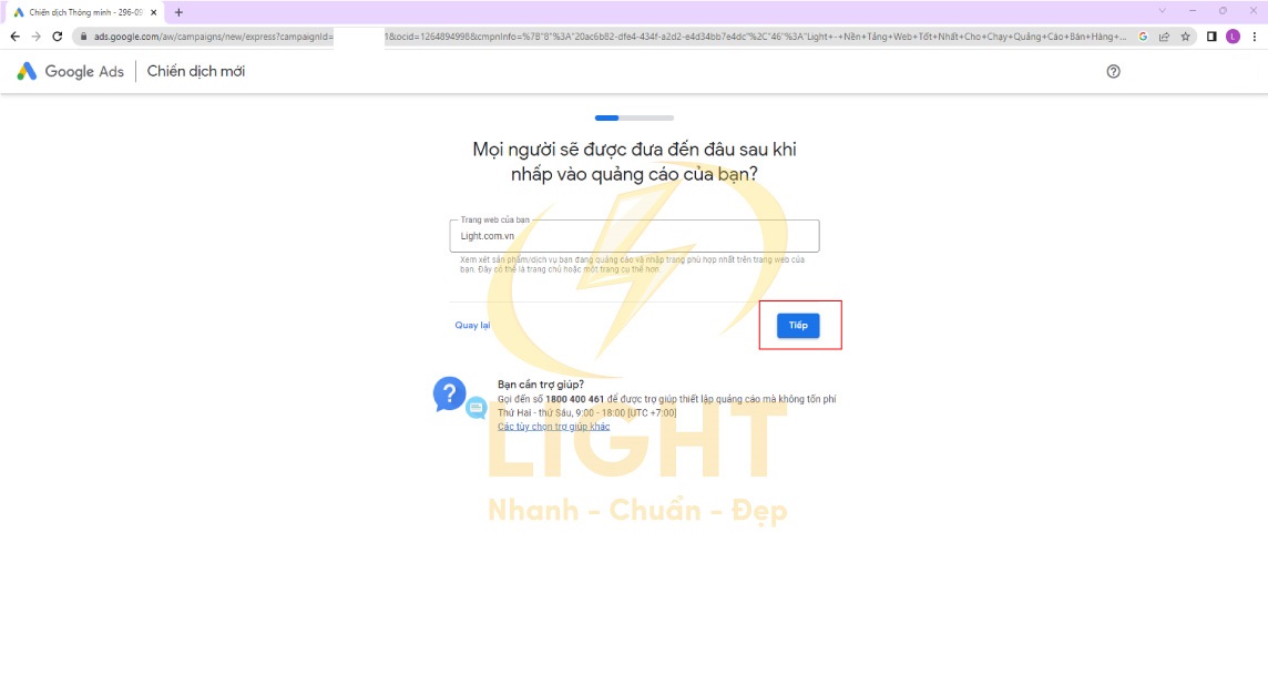 Nhập trang web của bạn khi