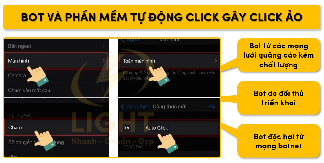 Bot và phần mềm tự động nhấp gây click ảo
