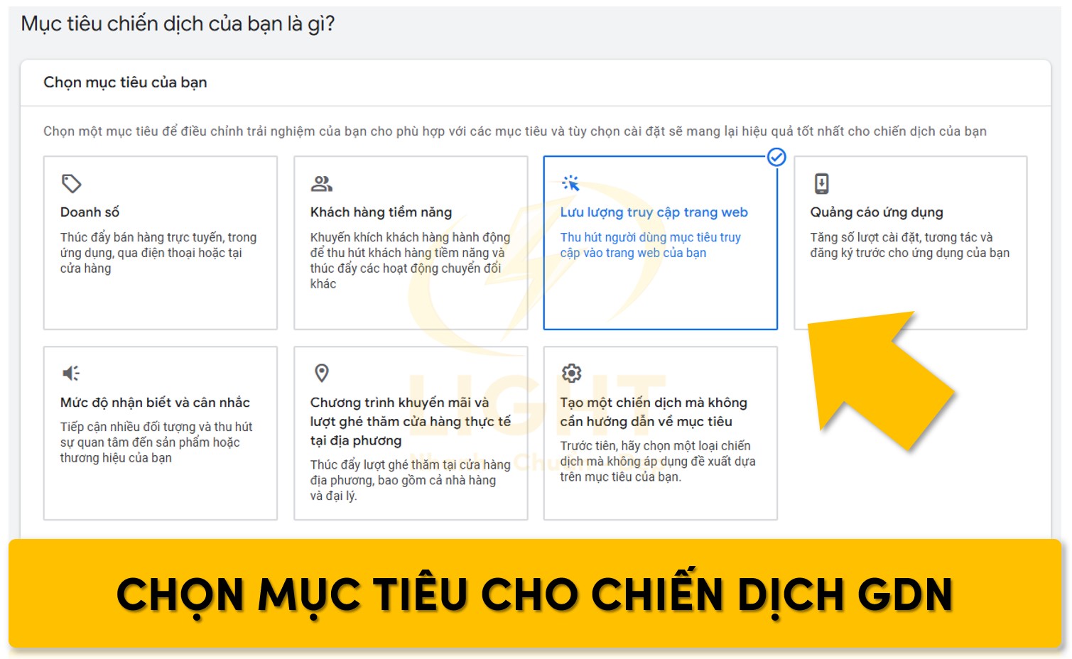 Lựa chọn mục tiêu cho chiến dịch Google GDN
