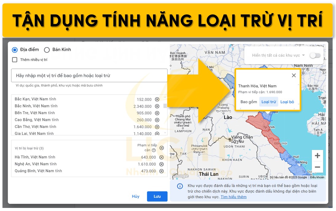 Sử dụng tính năng loại trừ vị trí