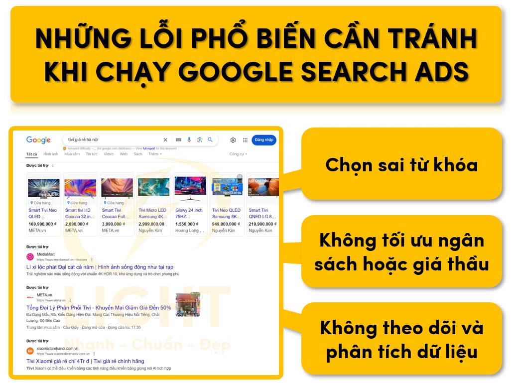 Các sai lầm hay gặp phải khi chạy Google Search Ads