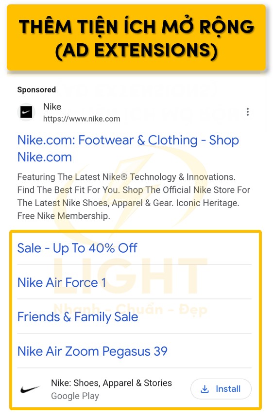 Thêm tiện ích mở rộng vào Google Ads