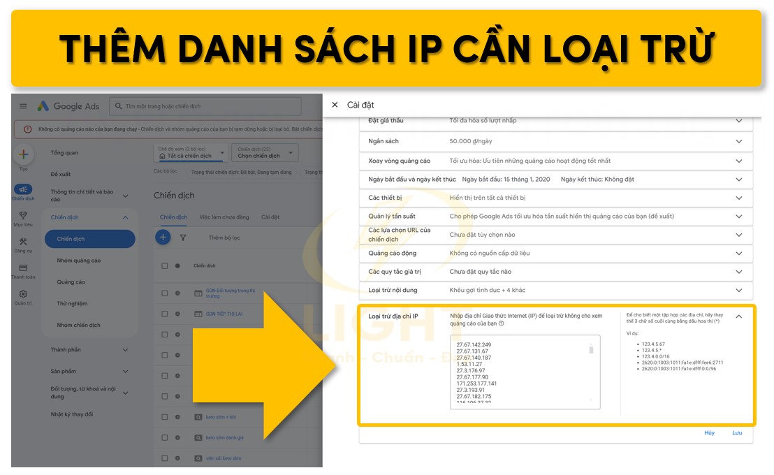 Bổ sung danh sách IP cần loại trừ