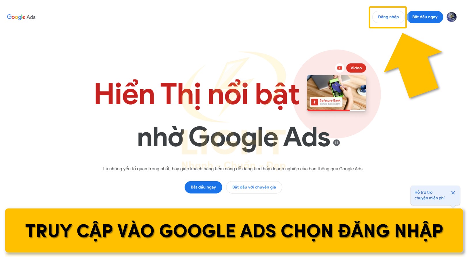 Vào Google Ads chọn đăng nhập