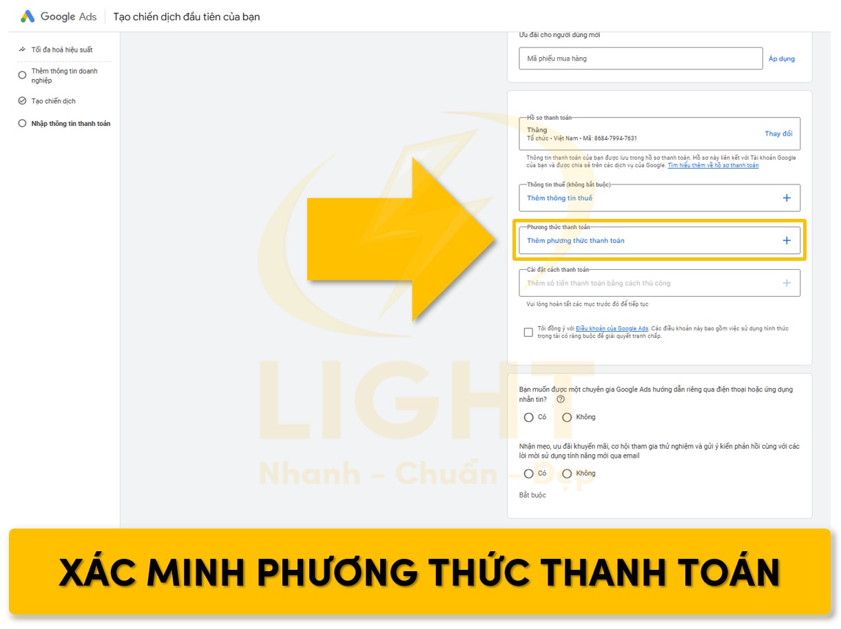 Lựa chọn phương thức thanh toán