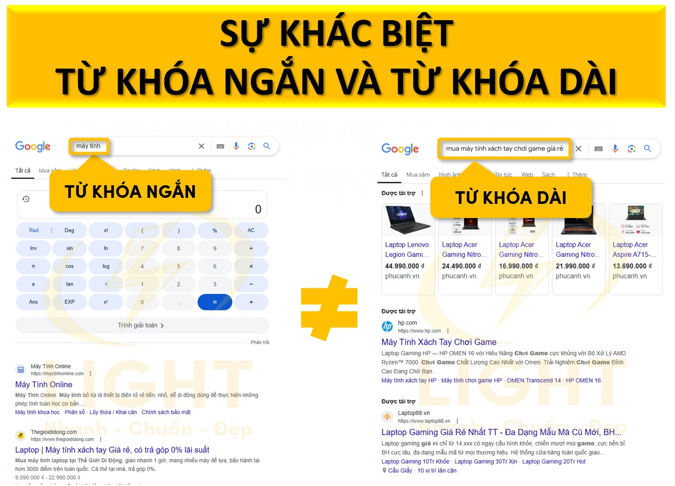 Từ khóa ngắn và từ khóa dài khác nhau 