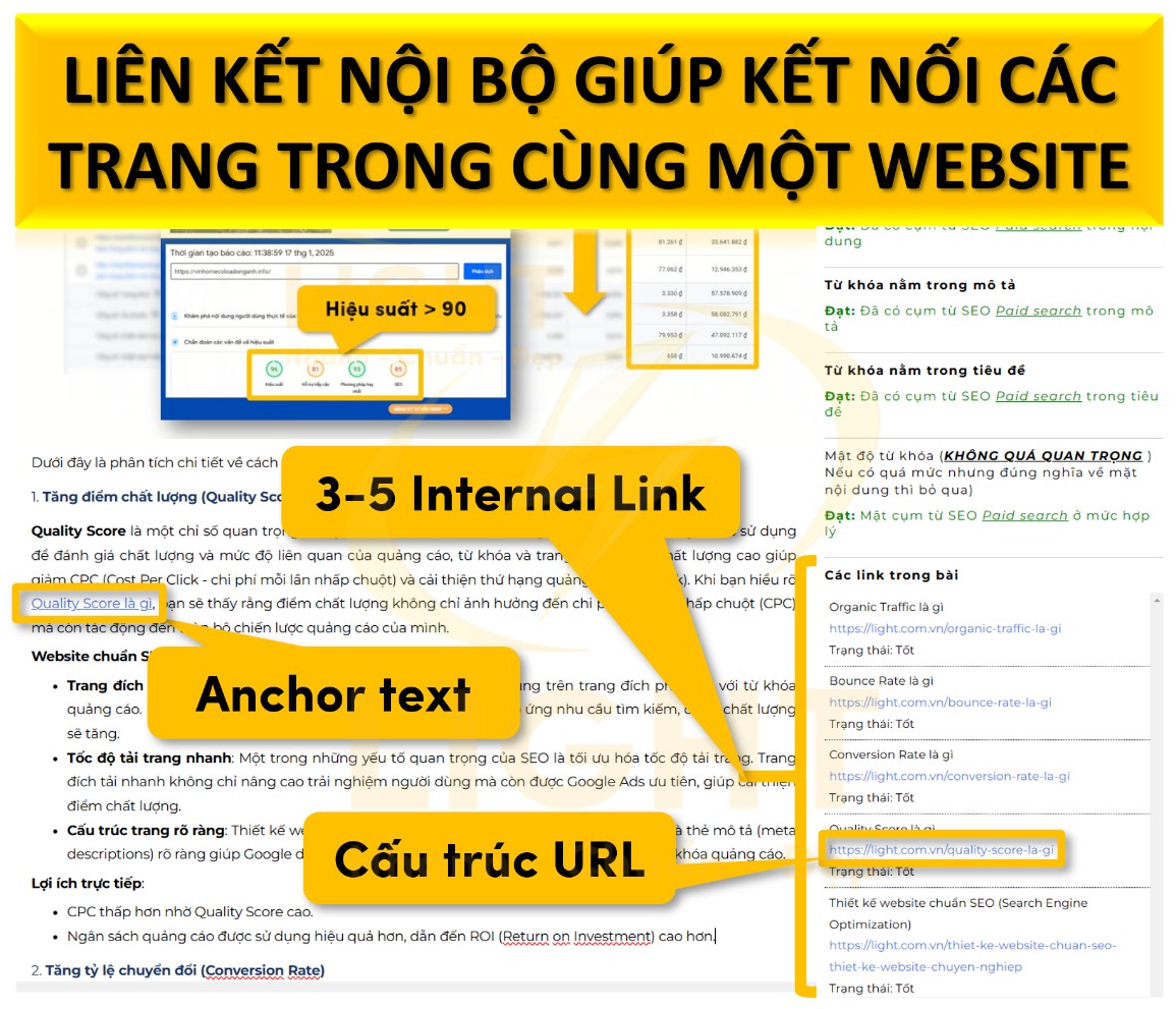 Liên kết nội bộ giúp kết nối các trang trong cùng một website