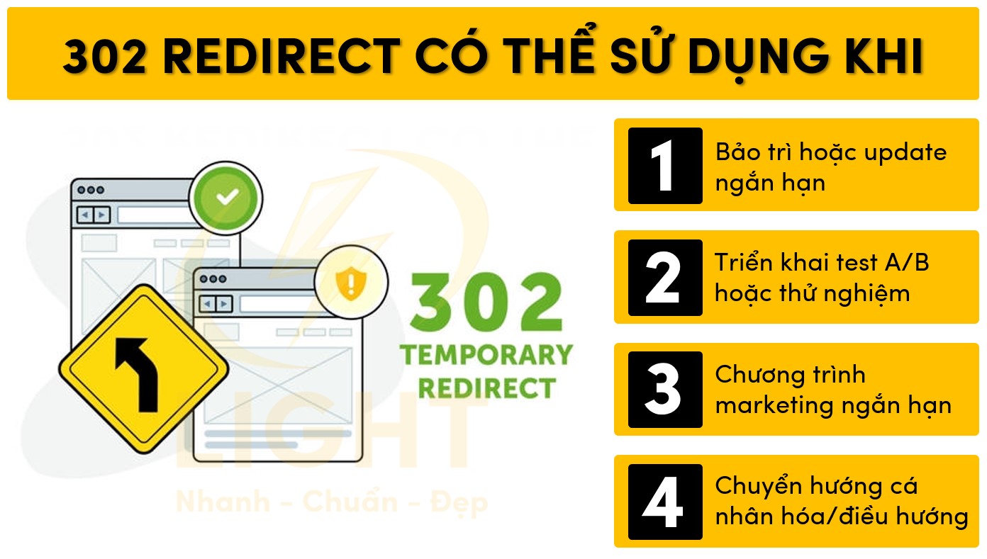 302 Redirect có thể sử dụng với 4 trường hợp