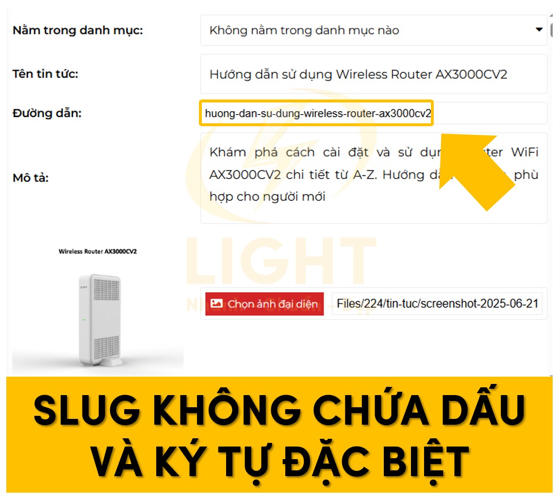 Slug không chứa dấu và ký tự đặc biệt