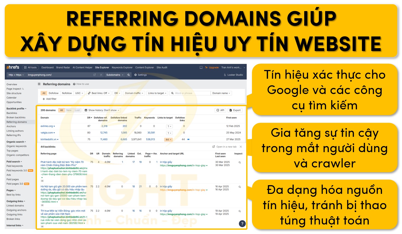 Referring Domains giúp xây dựng tín hiệu uy tín của website