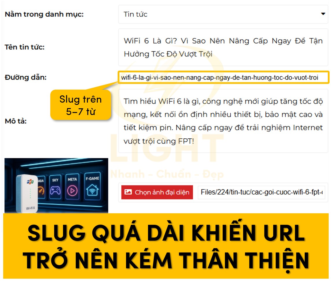 Slug quá dài khiến url trở nên kém thân thiện