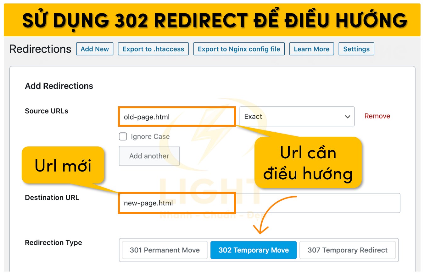 Sử dụng 302 Redirect để điều hướng