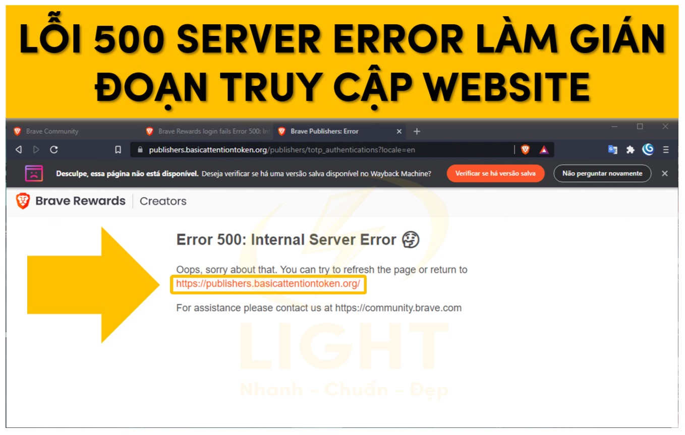 Lỗi 500 Server Error làm gián đoạn truy cập website