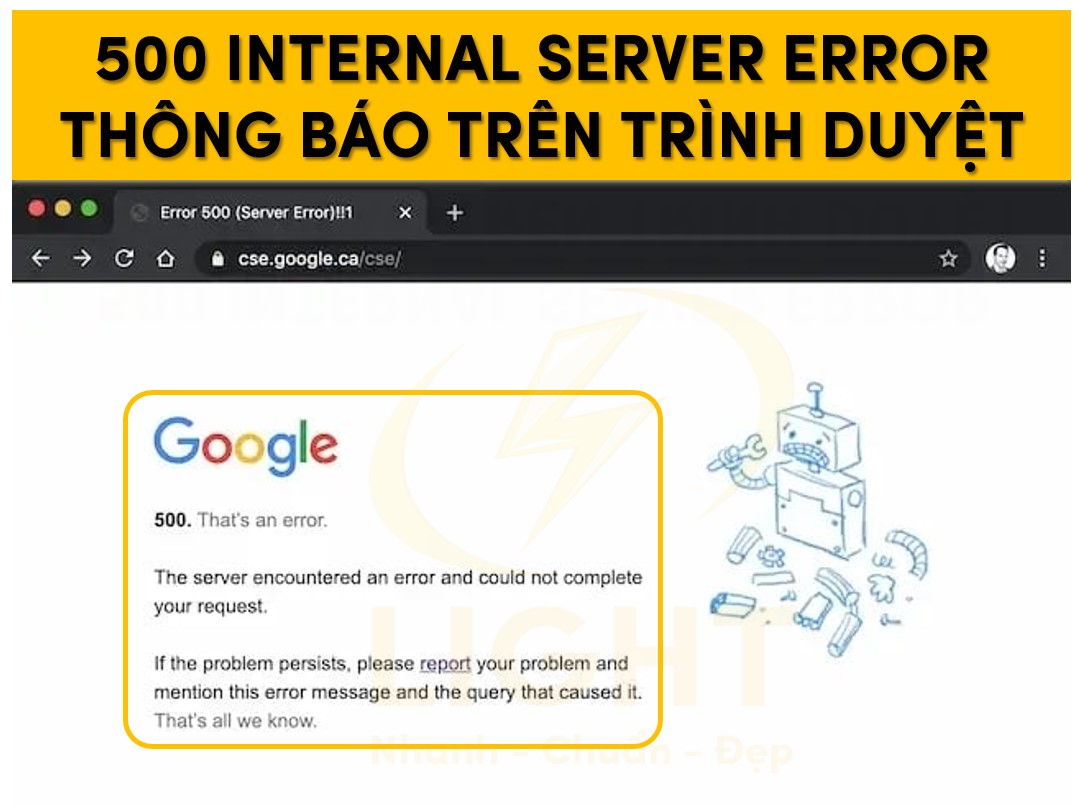 500 Internal Server Error thông báo trình duyệt