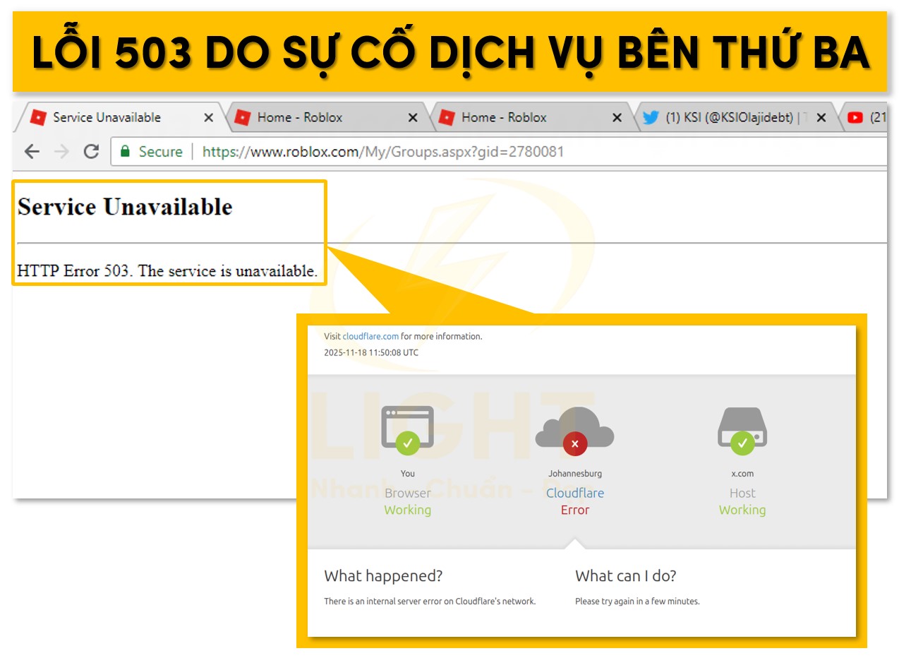 Lỗi 503 sự cố dịch vụ bên thứ ba