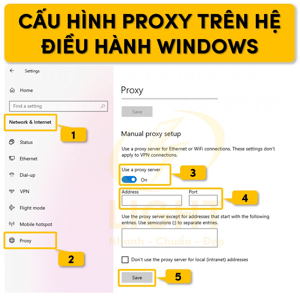 Cài đặt proxy trên hệ điều hành Windows