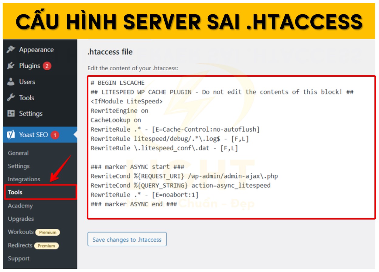 Cấu hình server sai file .htaccess
