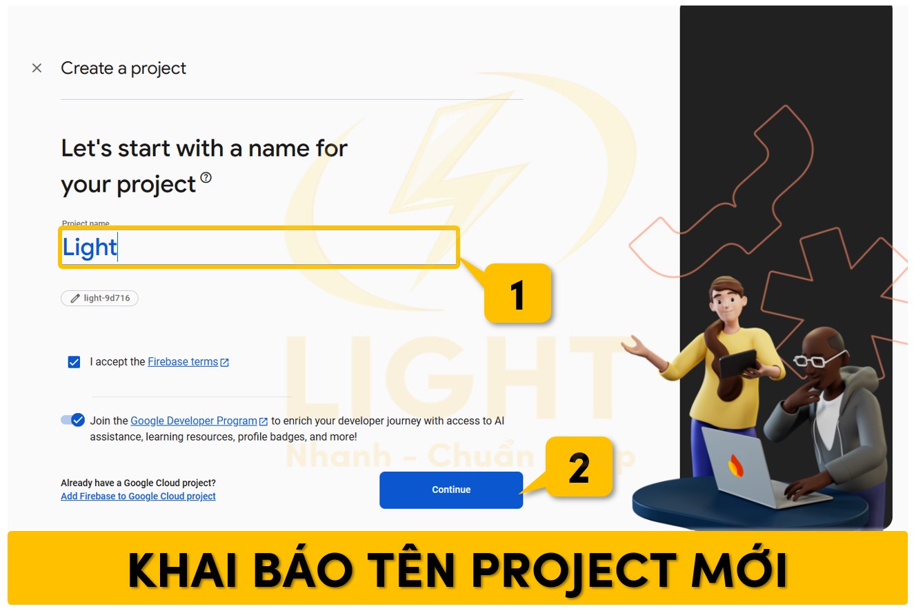 Khai báo tên Project mới