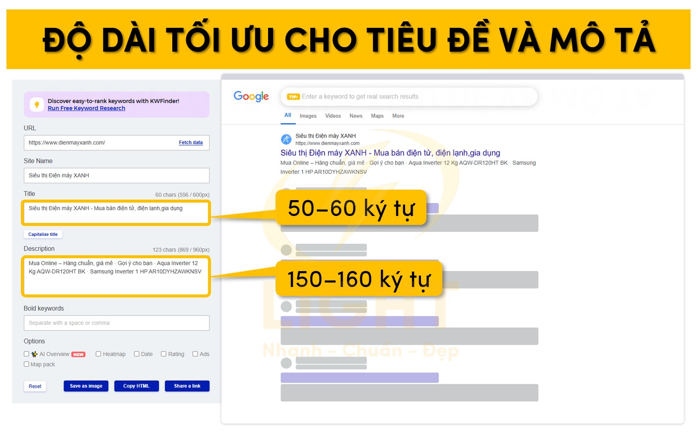 Độ dài tối ưu cho tiêu đề và mô tả nên sử dụng được Google SERP Simulator đề xuất