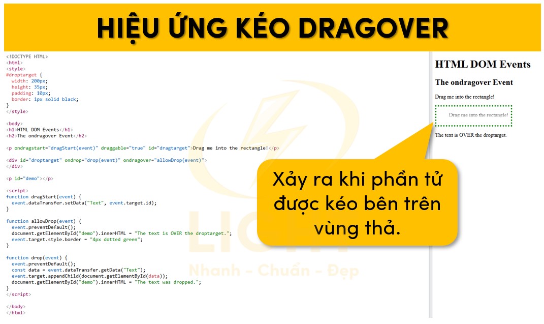 Sự kiện kéo dragover