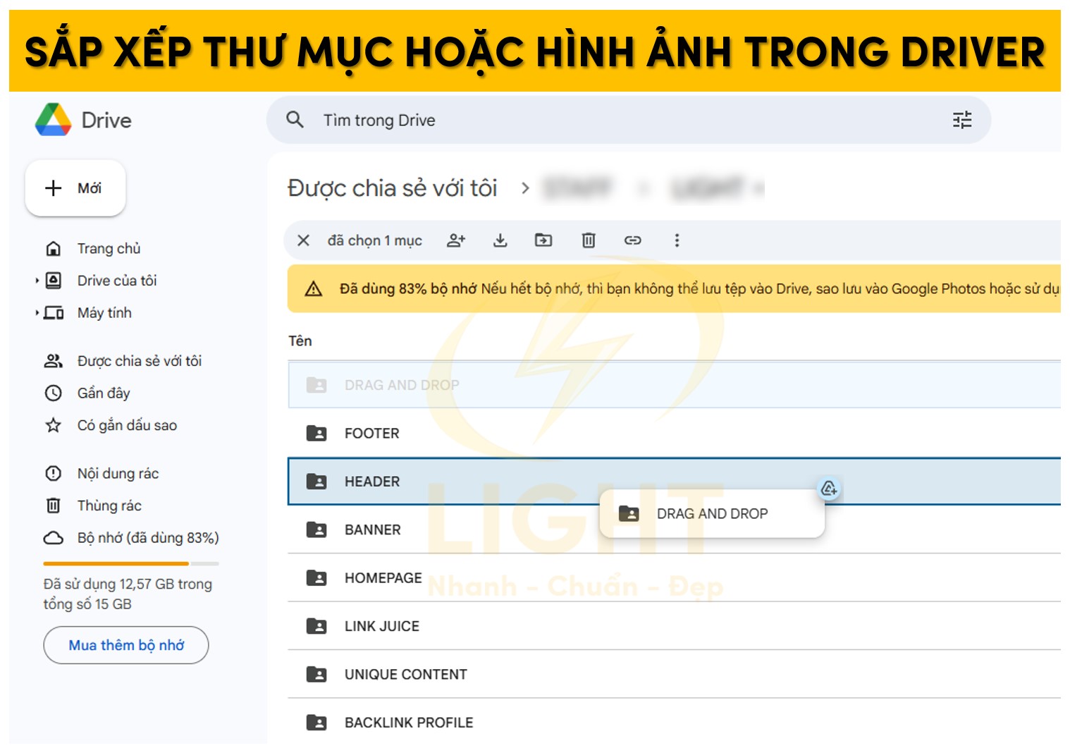 Quản lý hình ảnh hoặc thư mục trong driver