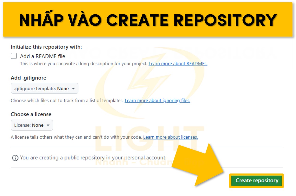 Click vào nút tạo Repository