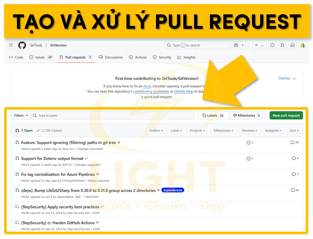 Tạo và sửa chữa pull request