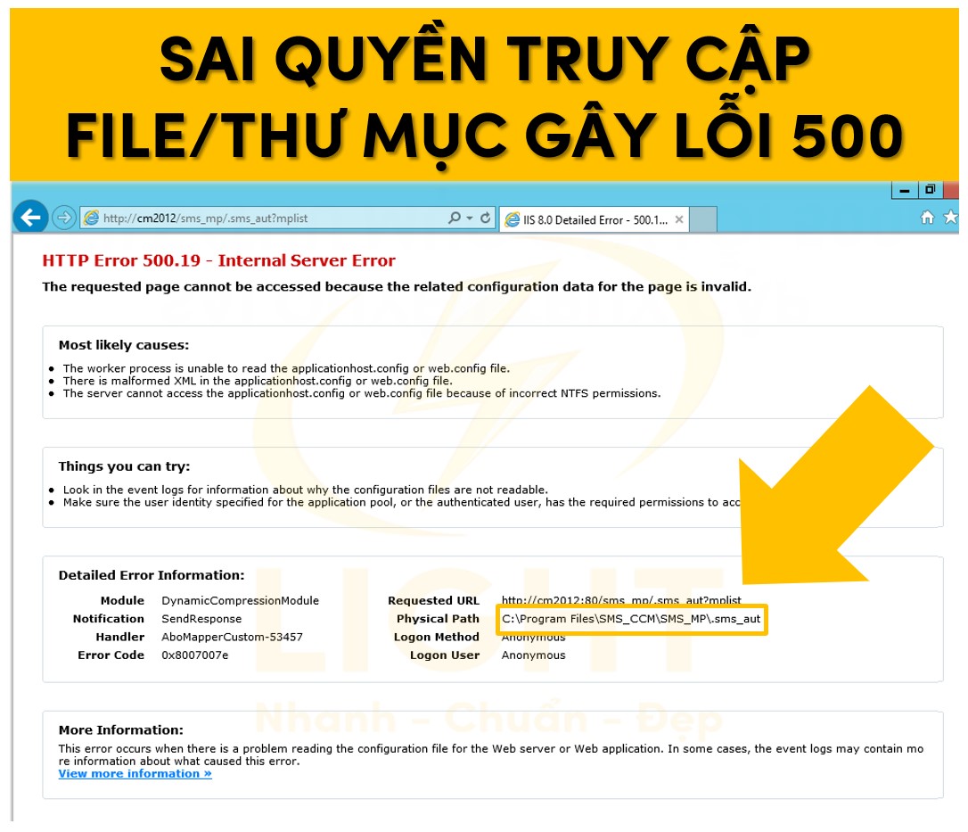 Sai quyền truy cập File/ thư mục gây lỗi 500