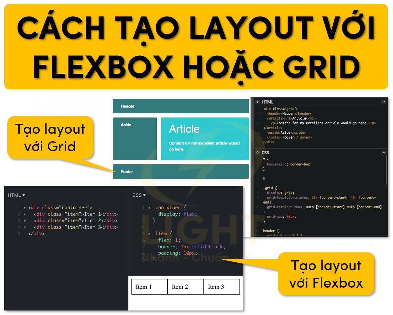 Cách tạo layout với Flexbox hoặc Grid