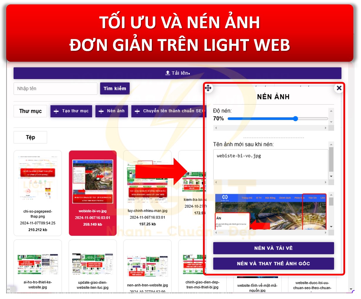 Nén ảnh trực tiếp trên website