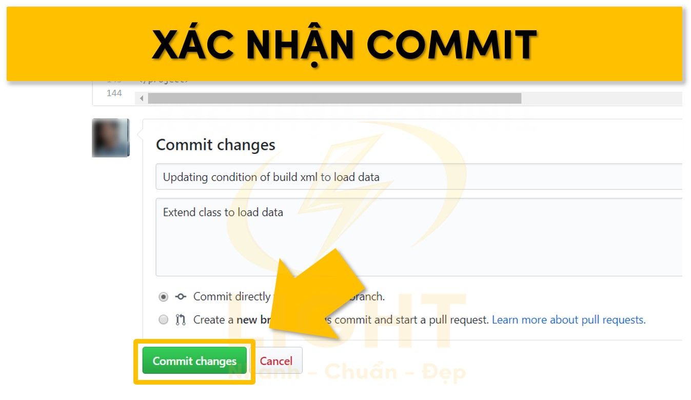 Nhấn vào nút xác nhận commit