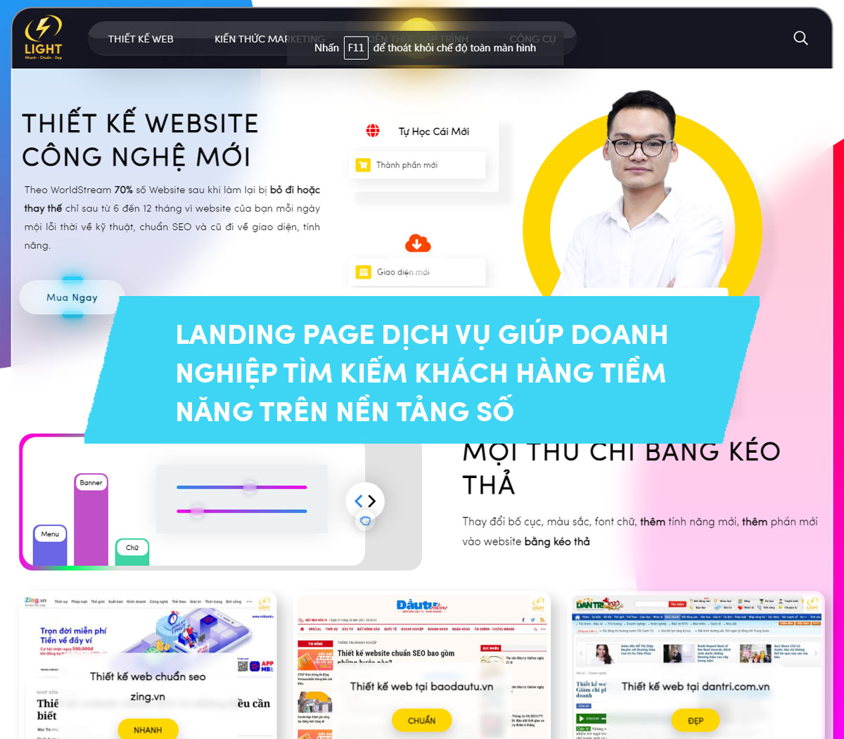 Sử dụng landing trên website