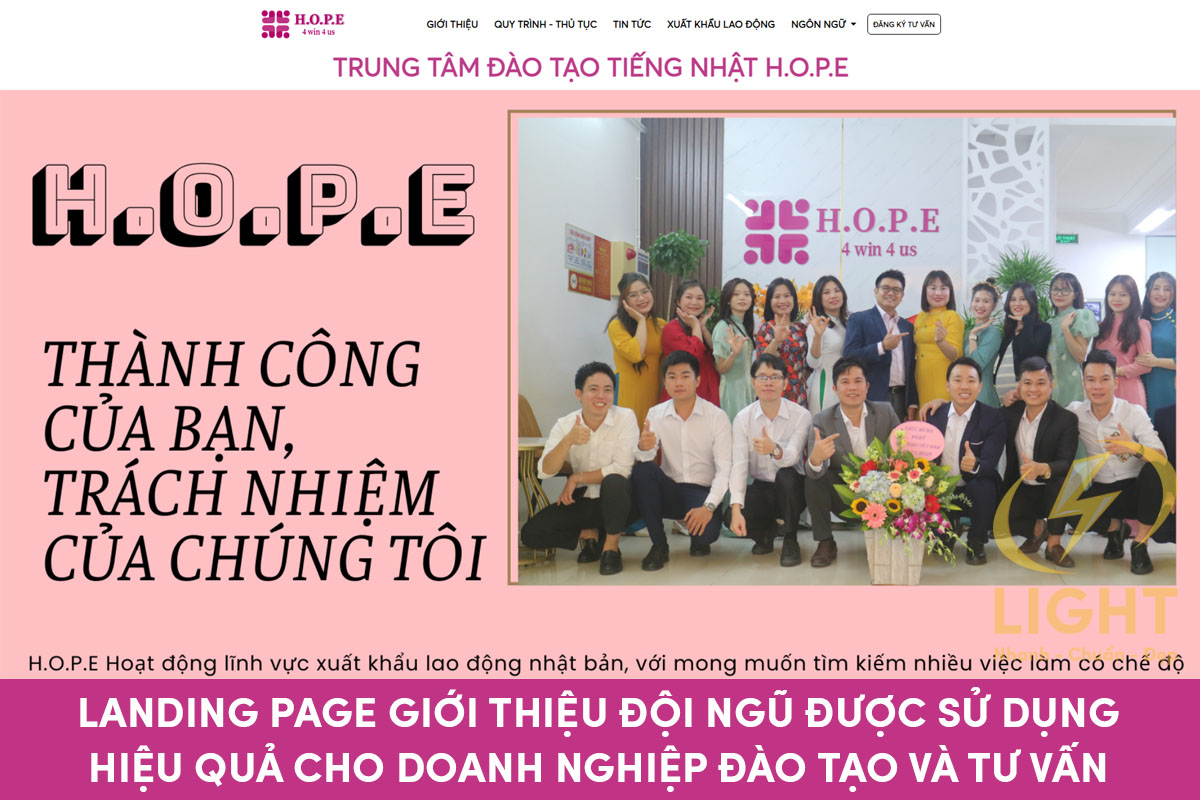 Trang landing page cho giới thiệu đội ngũ