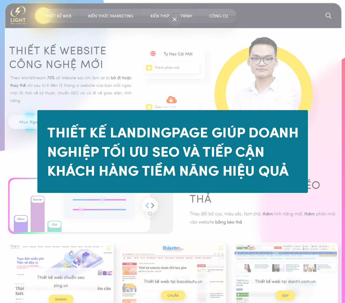 Landing Page khóa học tiếng Anh phối màu đơn sắc là tông cam