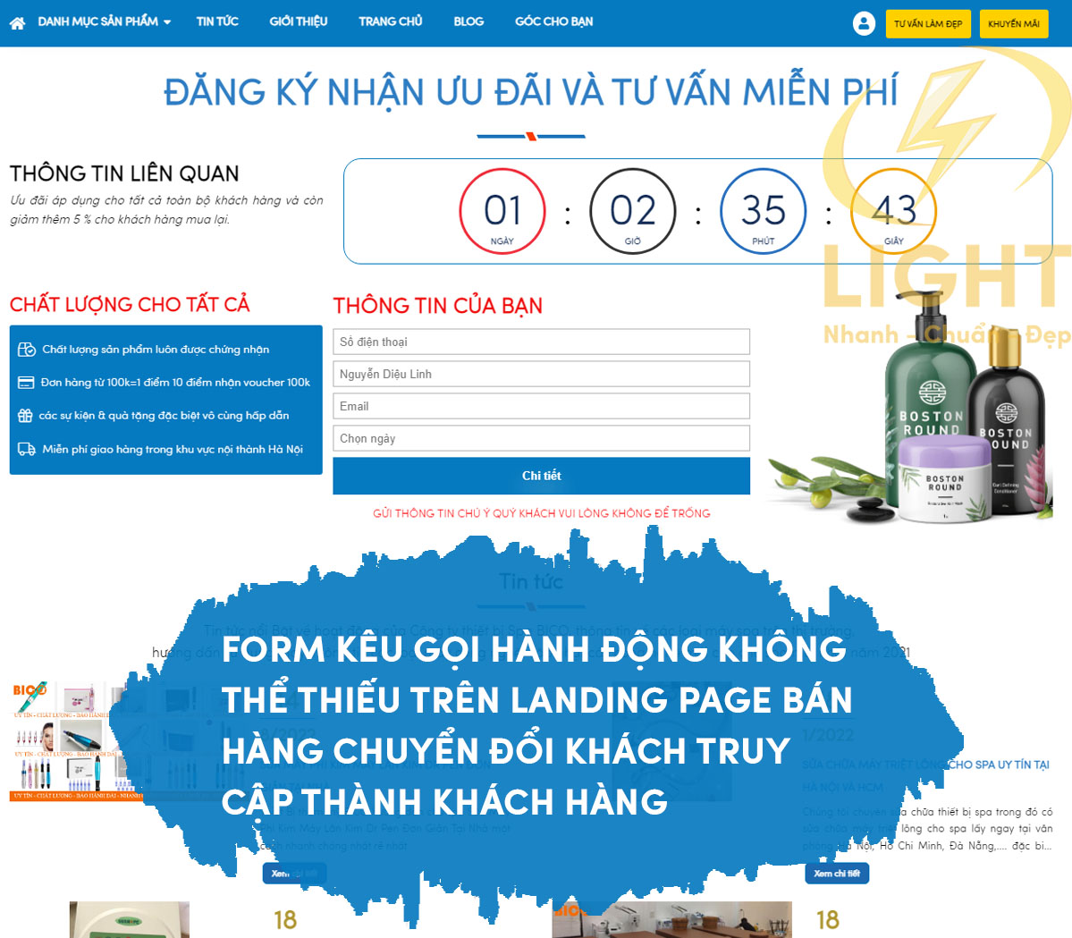 Sử dụng CTA trên trang landingpage bán hàng