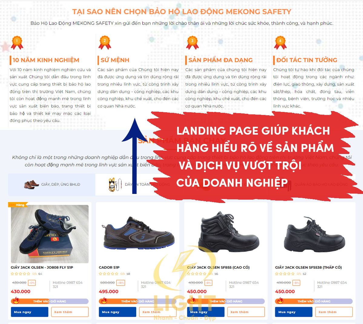 Bố cục các thành phần trên Landing Page mỹ phẩm chỉn chu, dễ nhìn