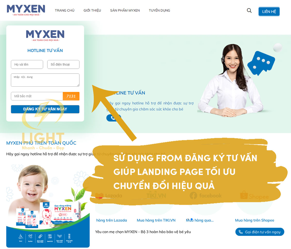 Landing Page quảng bá dịch vụ bọc răng sứ sử dụng tiêu đề hấp dẫn