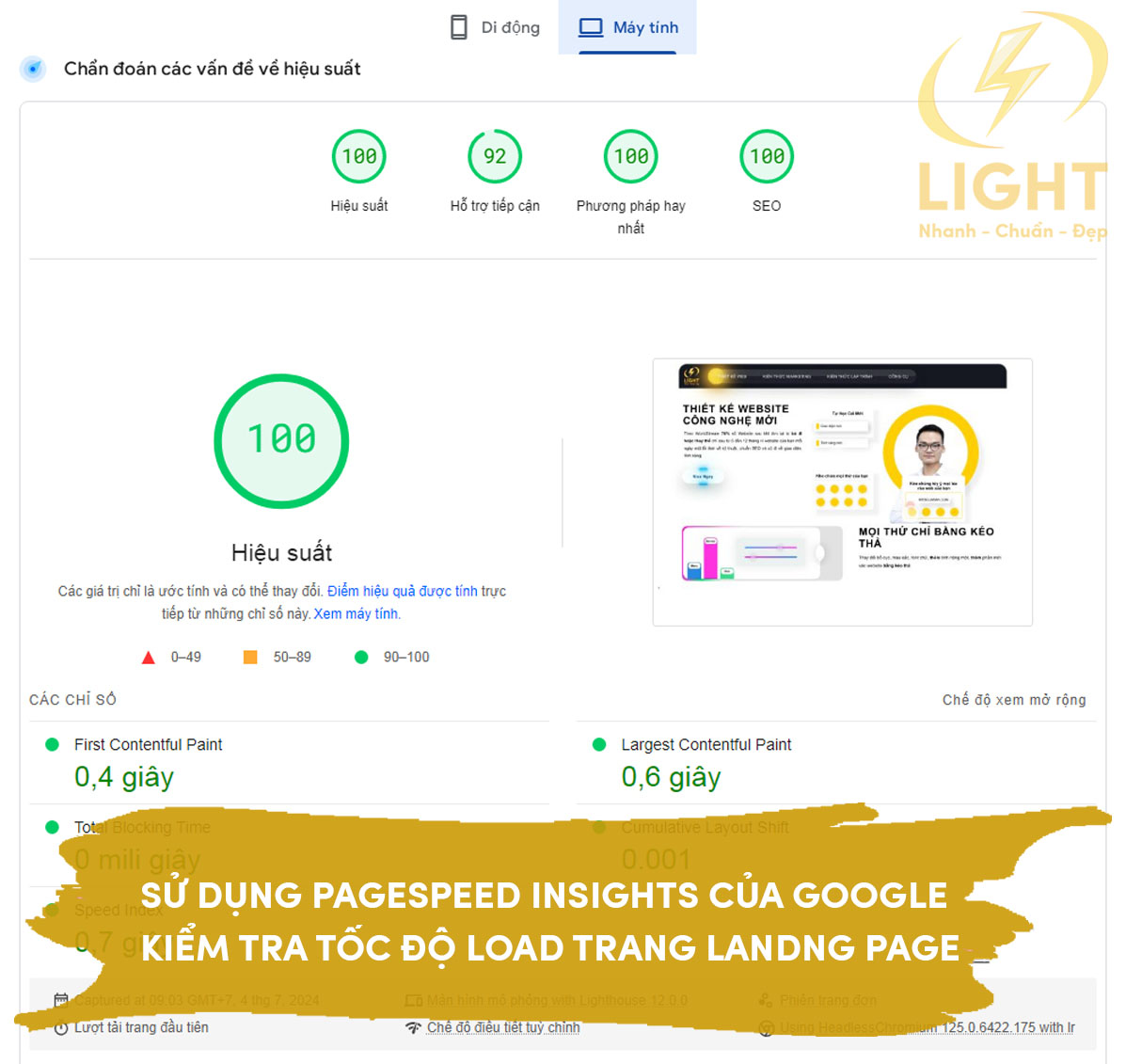  Kiểm tra tốc độ load Landing Page bằng PageSpeed Insights của Google