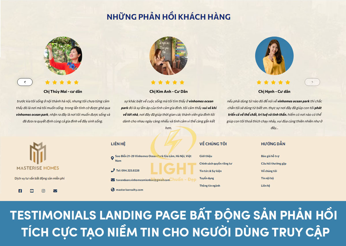 Testimonials trong thiết kế Landing Page dạng video đánh giá