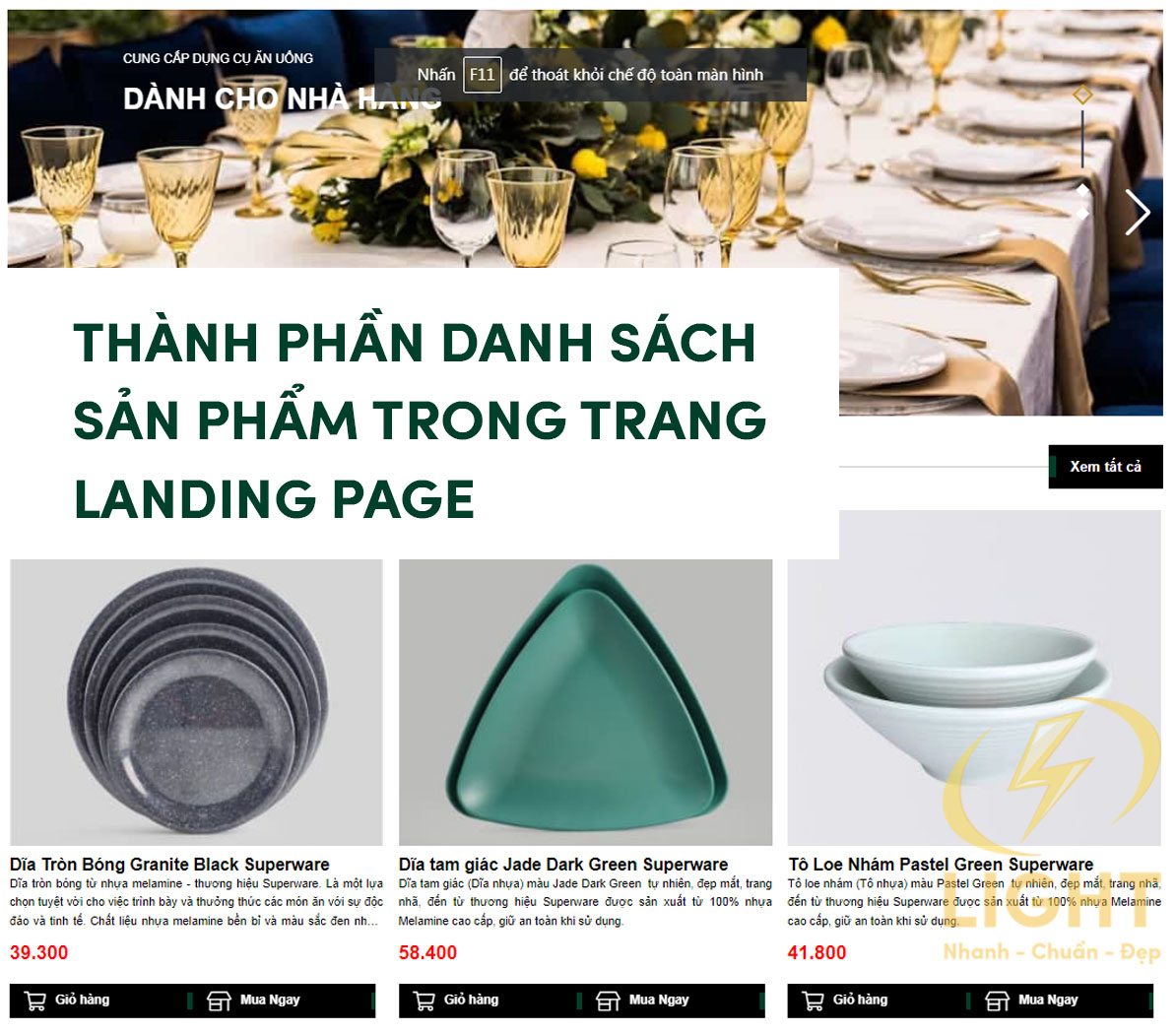 Hình ảnh, video minh hoạ trong Landing Page