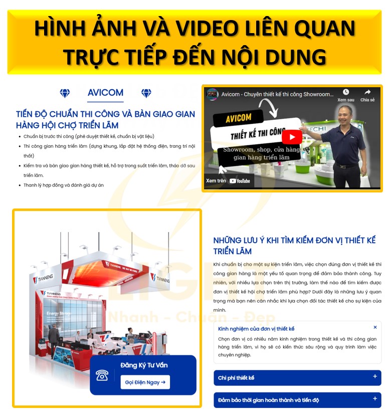 Hình ảnh và video liên quan trực tiếp đến nội dung