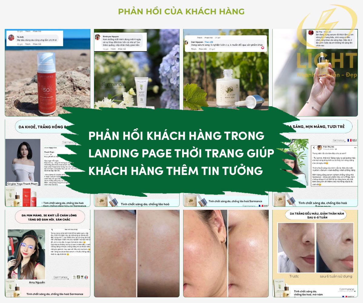 Sản phẩm và mô tả chi tiết trên Landing page