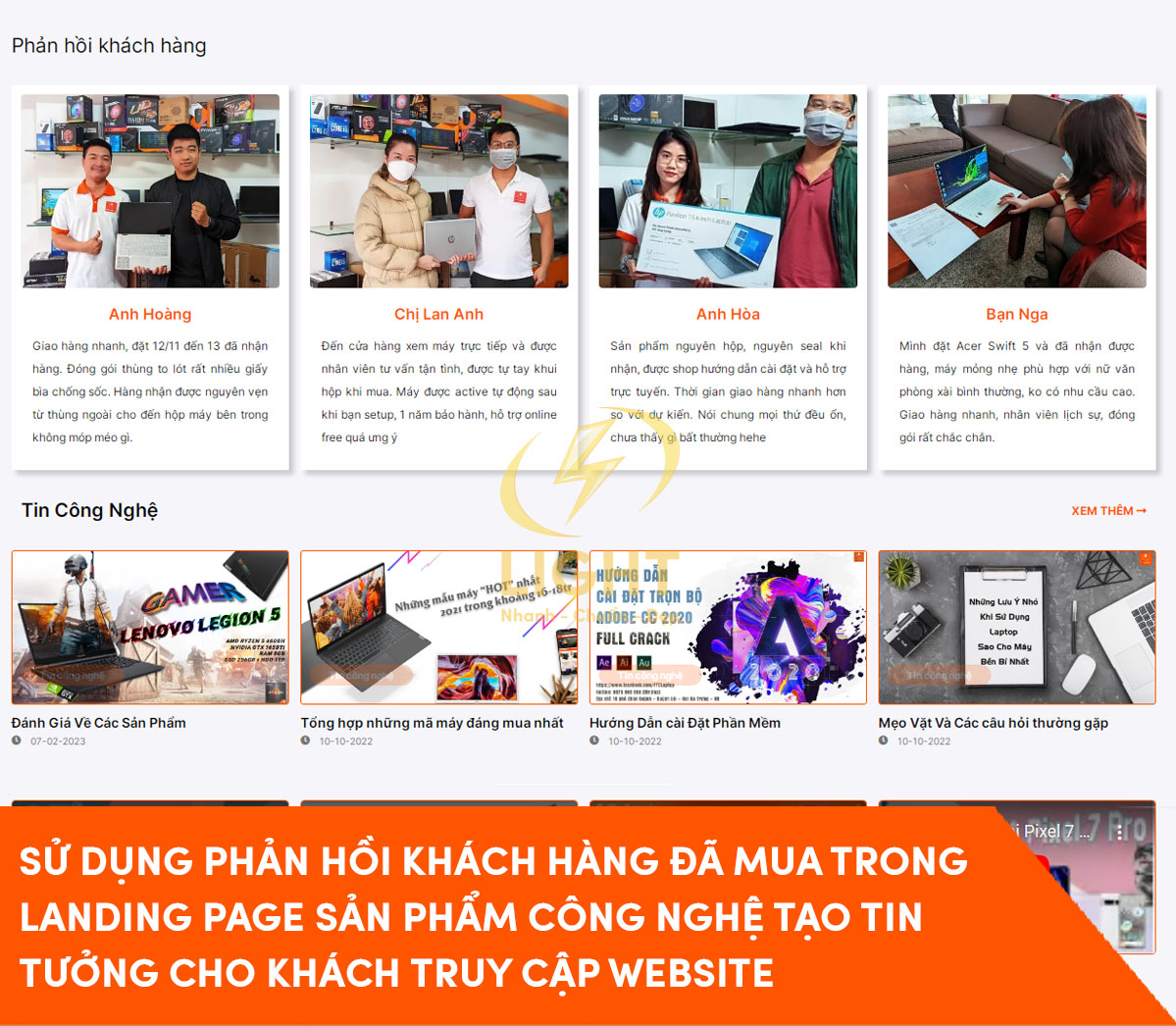 Thu hút người dùng trên landingpage cho sản phẩm công nghệ