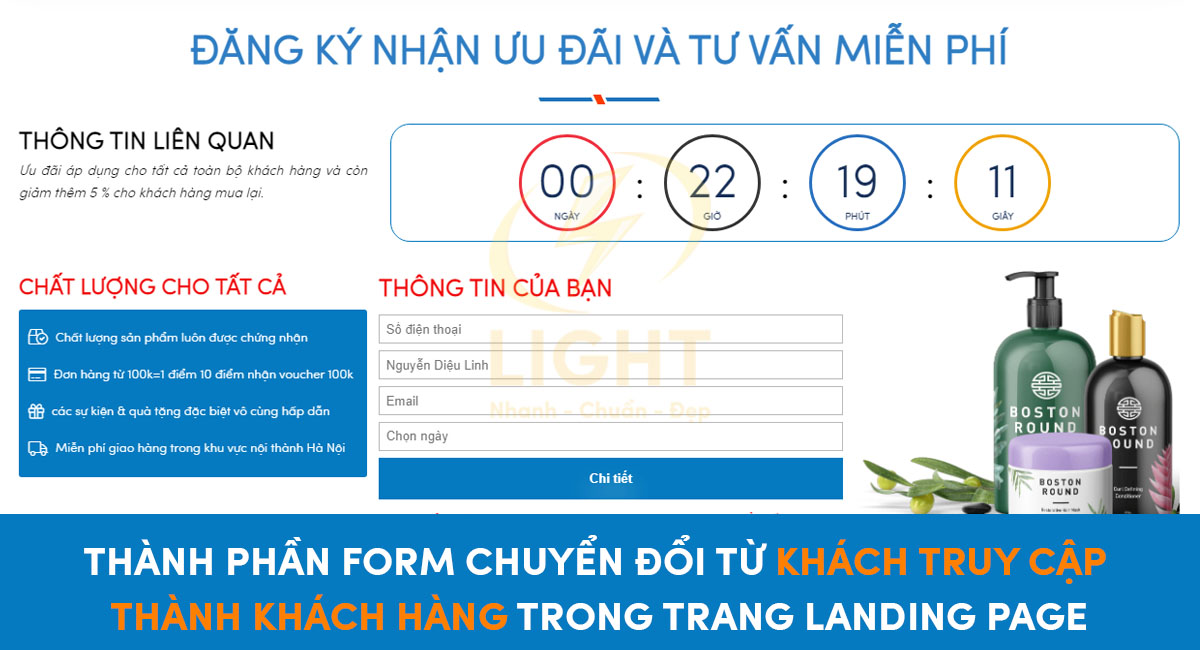 Phần đánh giá từ khách hàng trong Landing Page khóa học thiết kế web của LIGHT