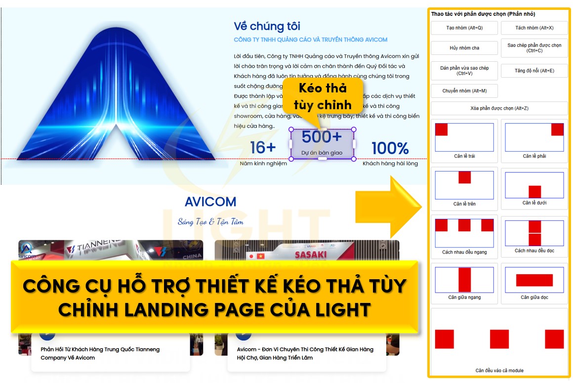 Công Cụ Hỗ Trợ Thiết Kế Landing Page của Light