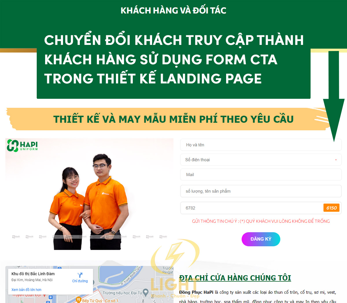 Landing Page của Bách Dược Đào Xuân sử dụng ba màu tương đồng tím thẫm - tím - hồng