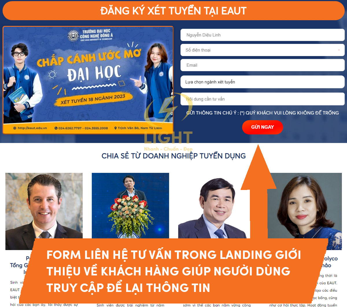 Hình ảnh trên trang landingpage