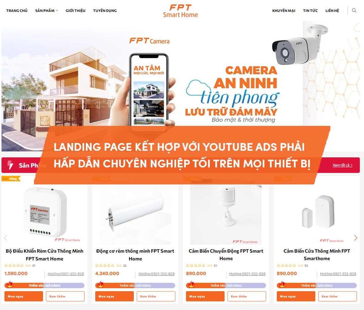 Nút CTA trên Landing Page dịch vụ sơn nhà hấp dẫn giúp quảng cáo Youtube hiệu quả hơn